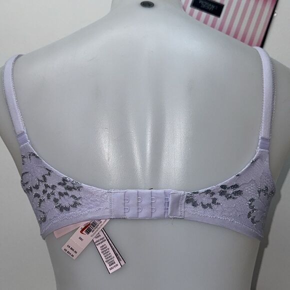 🔥Victoria's Secret Lavender Bra with Silver Accents 32C New - Picture 5 of 6